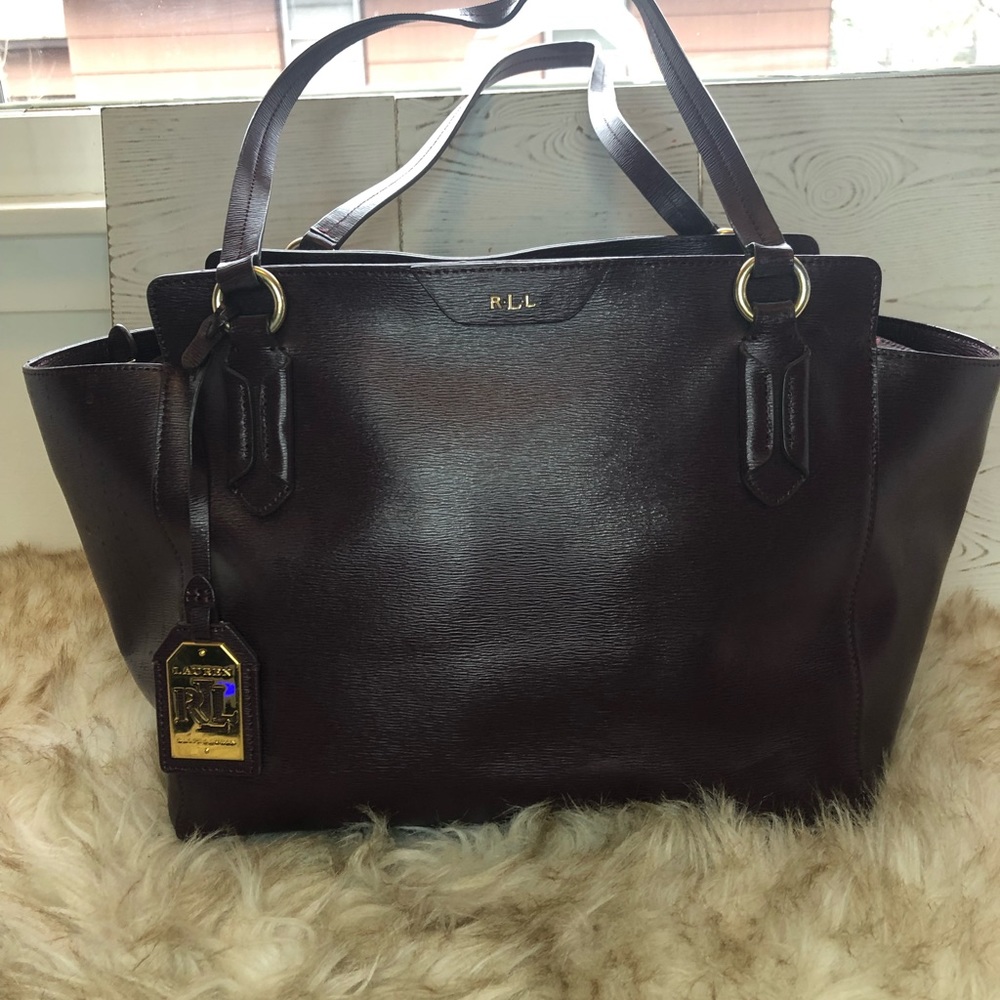 Ralph Lauren Large Leather Bag w/ Gold Hardware